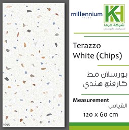 Picture of Indian matt carving porcelain tile 60x120 cm Terrazzo White (Chips)